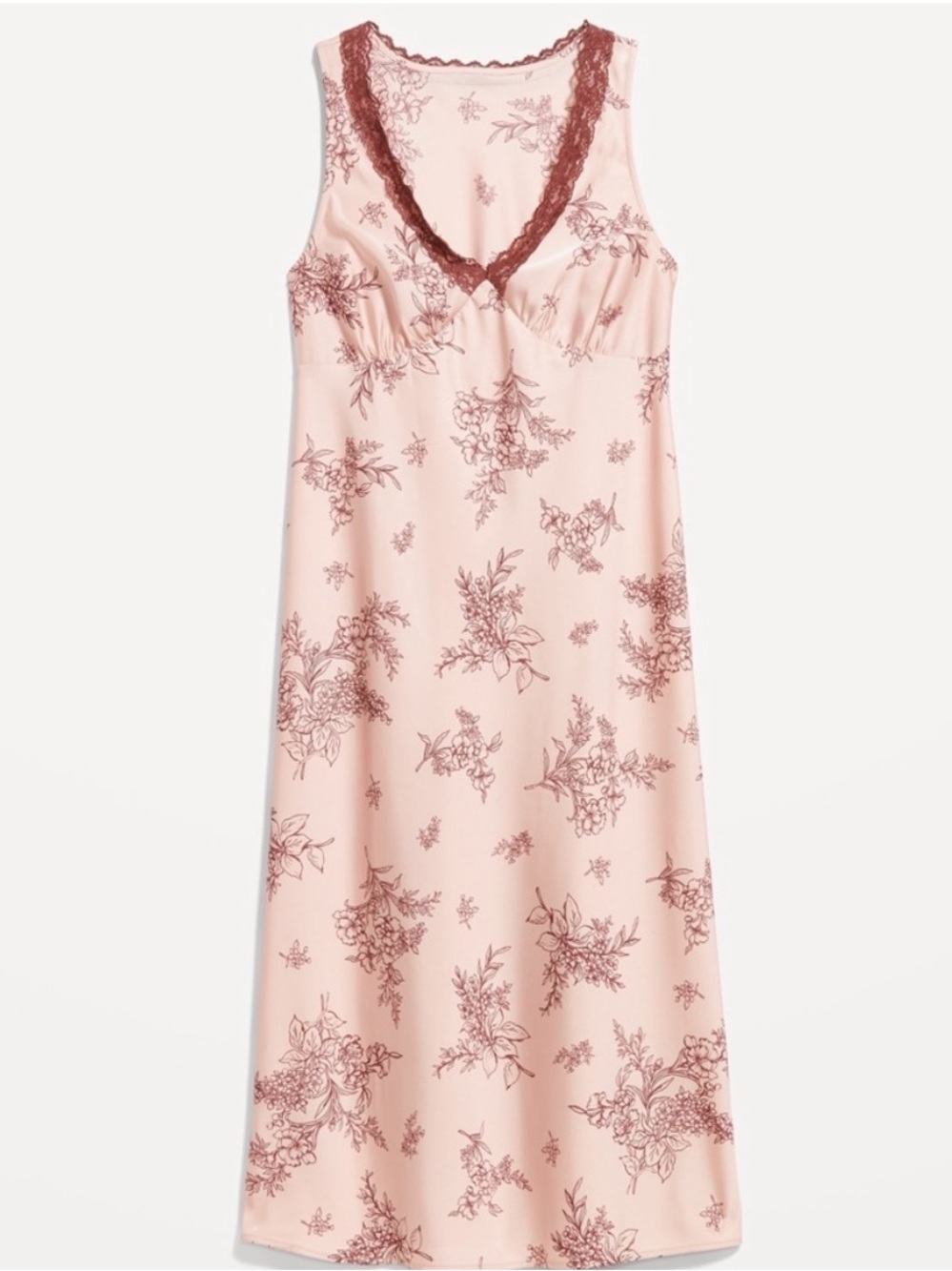 Old Navy Pink Floral Lace-Trim Midi Dress